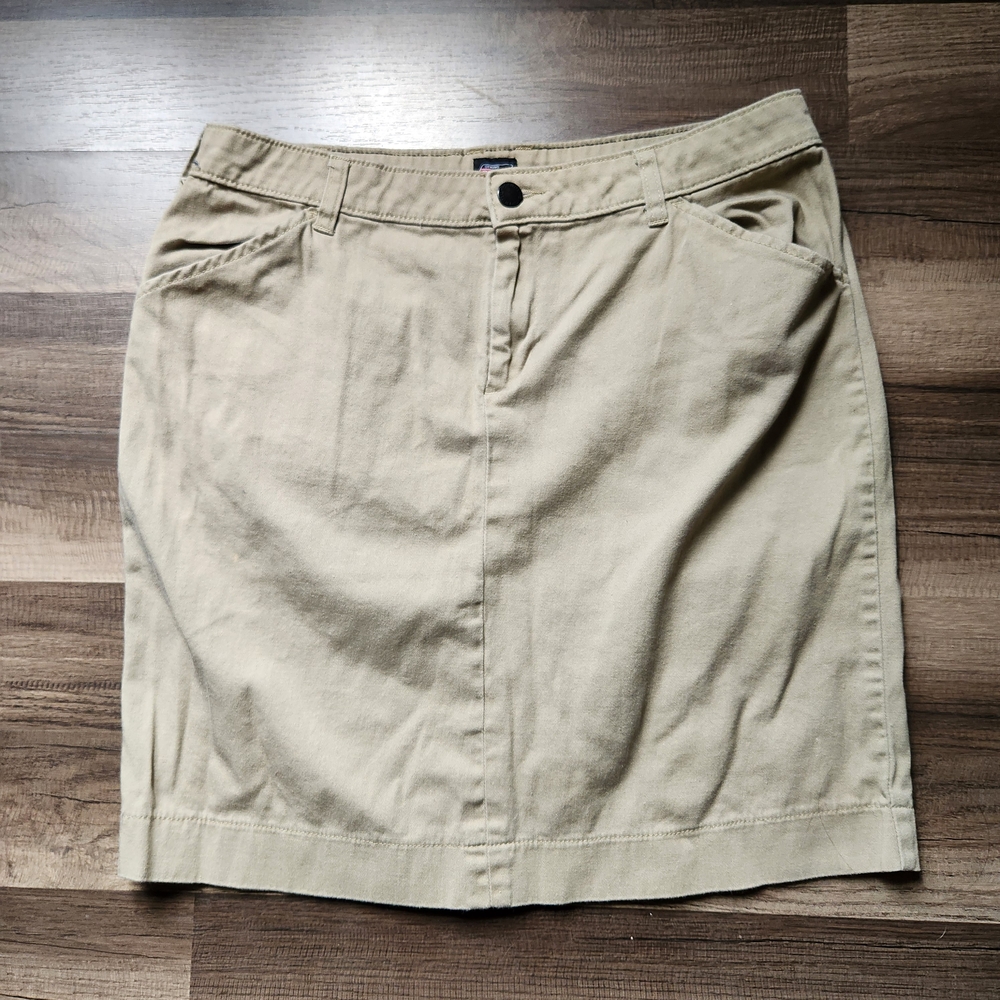 Casual Preppy Classic Uniform Khaki Tan Dickies Straight Skirt Size 8 98% Cotton